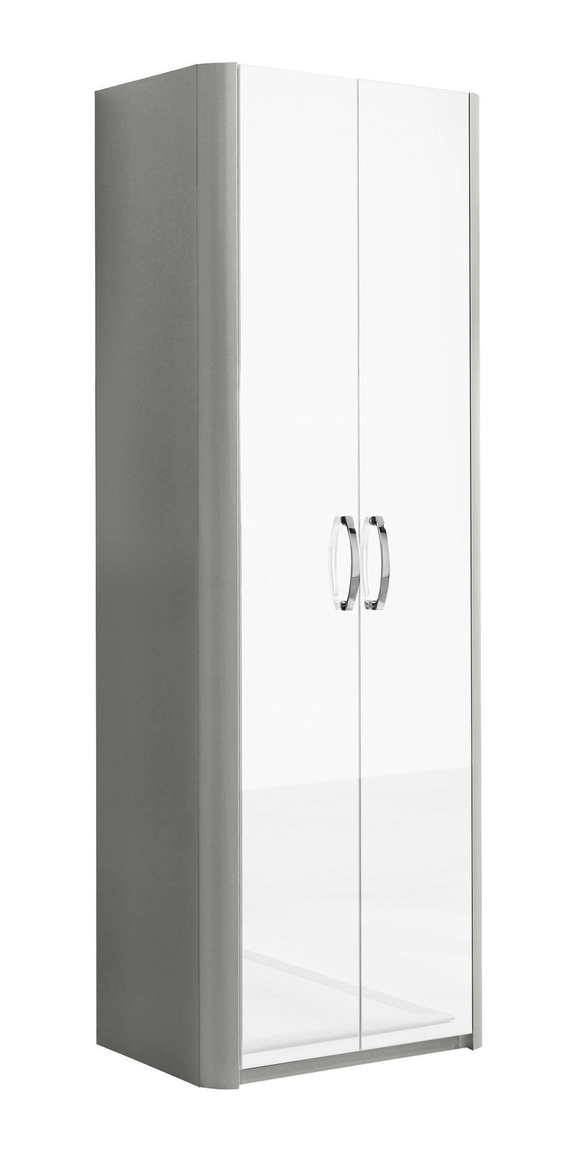 GARDEROBENSCHRANK  in 66/187/37,5 cm  - Weiss Hochglanz/Chromfarben, Design, Holzwerkstoff/Metall (66/187/37,5cm) - Moderano