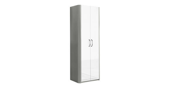 GARDEROBENSCHRANK 66/187/37,5 cm - Chromfarben/Weiß Hochglanz, Design, Holzwerkstoff/Metall (66/187/37,5cm) - Moderano