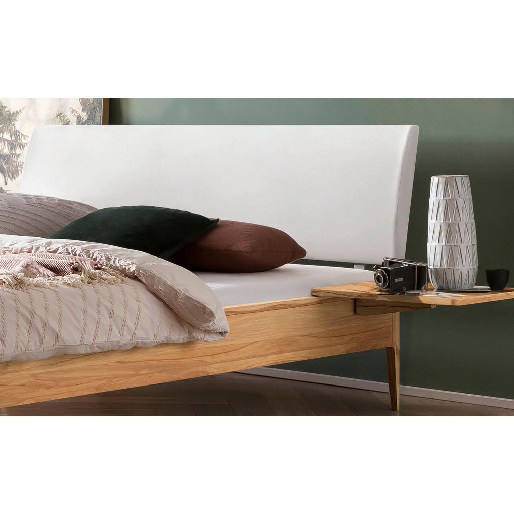 Thumbnail - Hasena Bett, Weiß, Buche, Holz, Buche, massiv, Höhe ca. 22 cm, 160x200 cm, gepolstertes Kopfteil, in verschiedenen Holza...