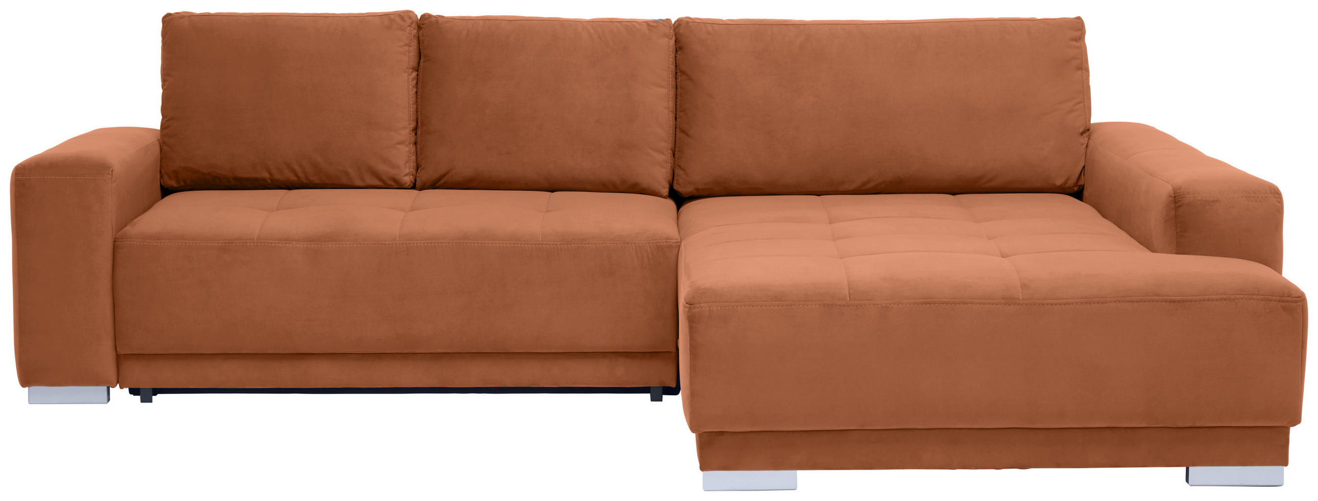 ECKSOFA inkl. Funktionen Braun Flachgewebe  - Silberfarben/Braun, Design, Holz/Textil (293/195cm) - Cantus