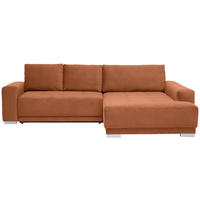 ECKSOFA inkl. Funktionen  in Flachgewebe Braun  293/195 cm  - Silberfarben/Braun, Design, Holz/Textil (293/195cm) - Cantus
