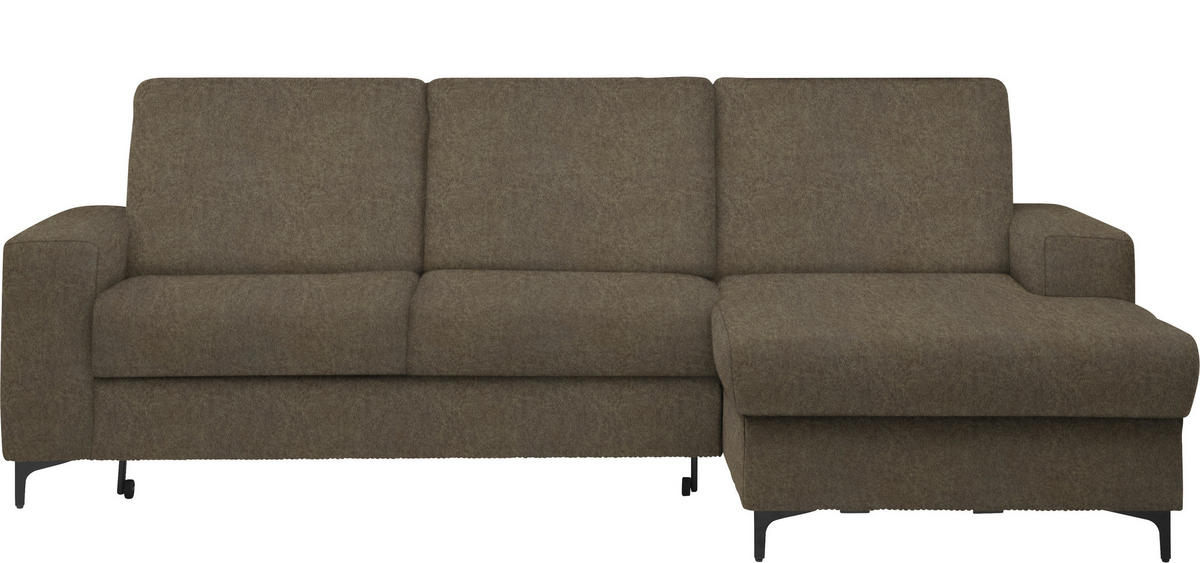 ECKSOFA in Velours Braun  - Schwarz/Braun, Konventionell, Textil/Metall (247/167cm) - Stylife