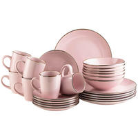 KOMPLETT SERVIS Metallic Rim 24 delar  - rosa, Basics, keramik - Mäser