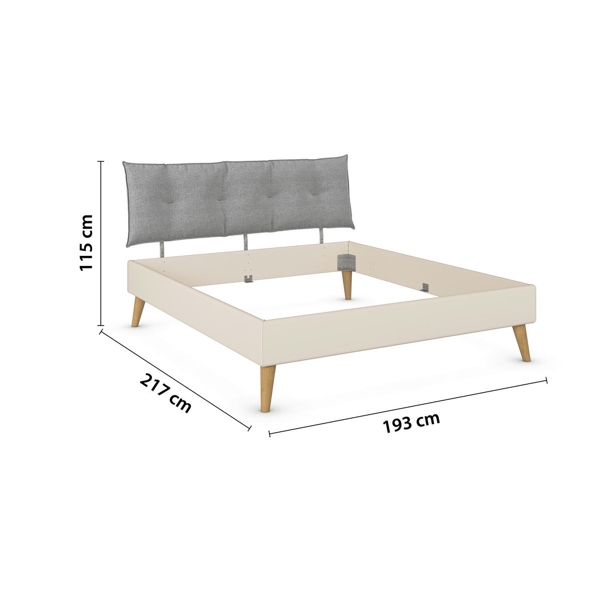 BETT 180/200 cm,  in Champagner,  - Wildeiche/Champagner, Design, Holz/Textil (180/200cm) - Carryhome