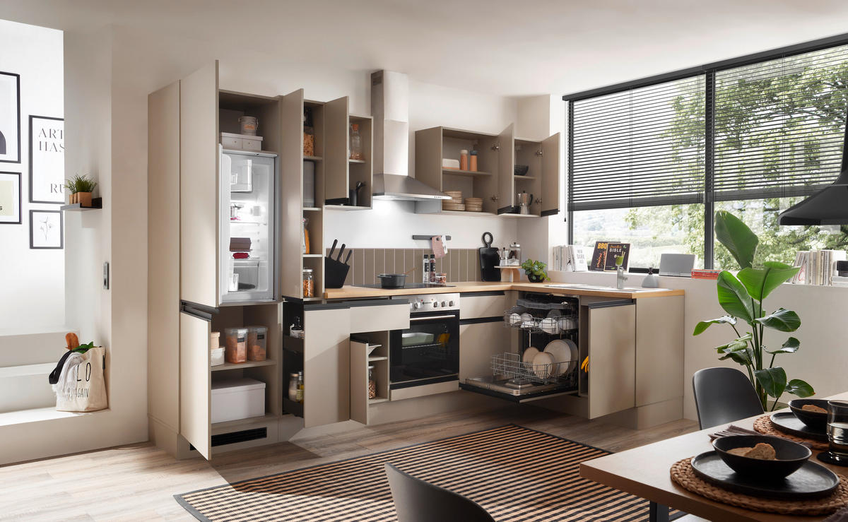 ECKKÜCHE 310/175 cm  in Seidengrau  - Eichefarben/Seidengrau, Trend, Holzwerkstoff/Metall (310/175cm) - P & B