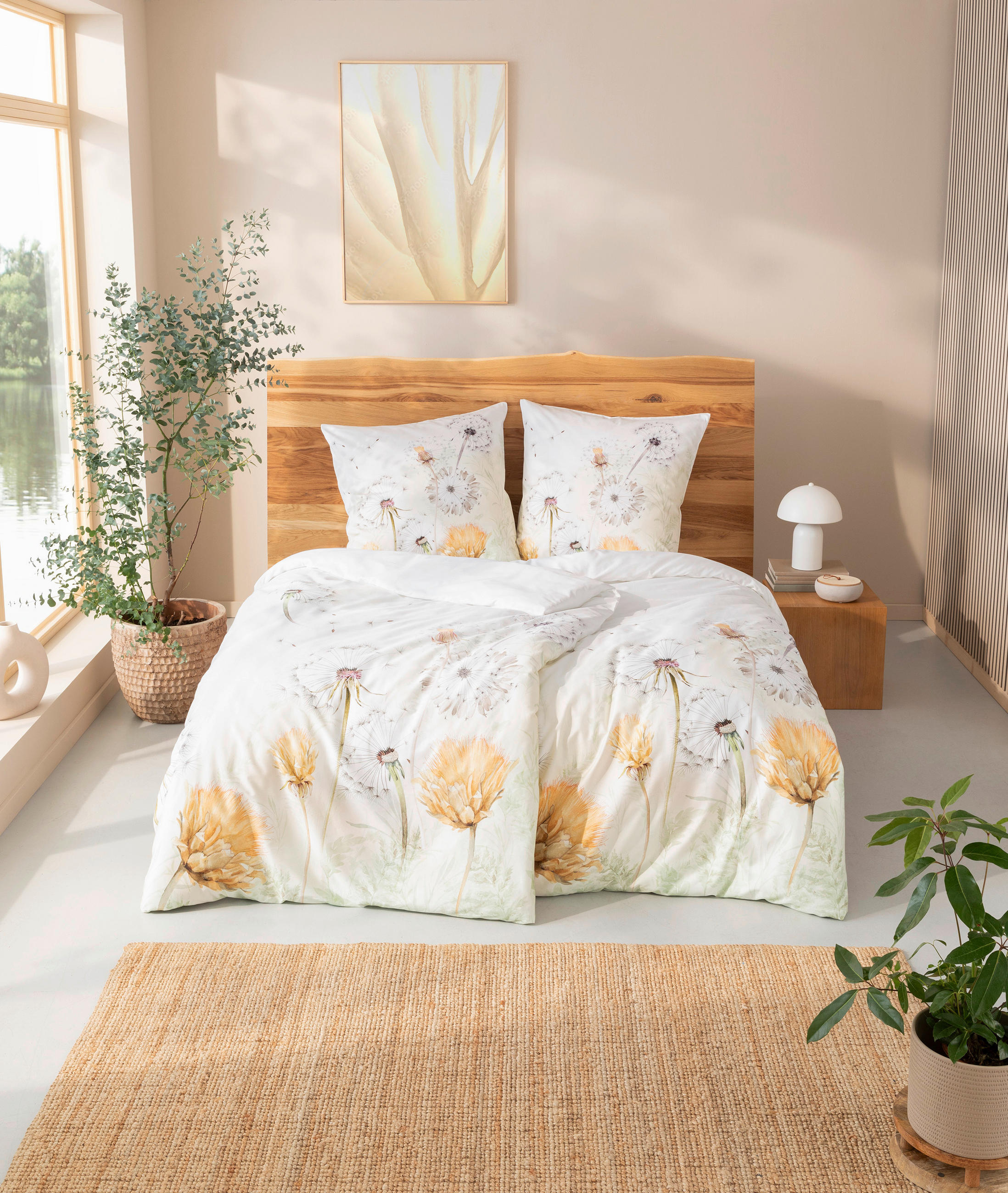 BETTWÄSCHE Natürlich Estella Makosatin 155/220 cm  - Naturfarben, Design, Textil (155/220cm) - Estella