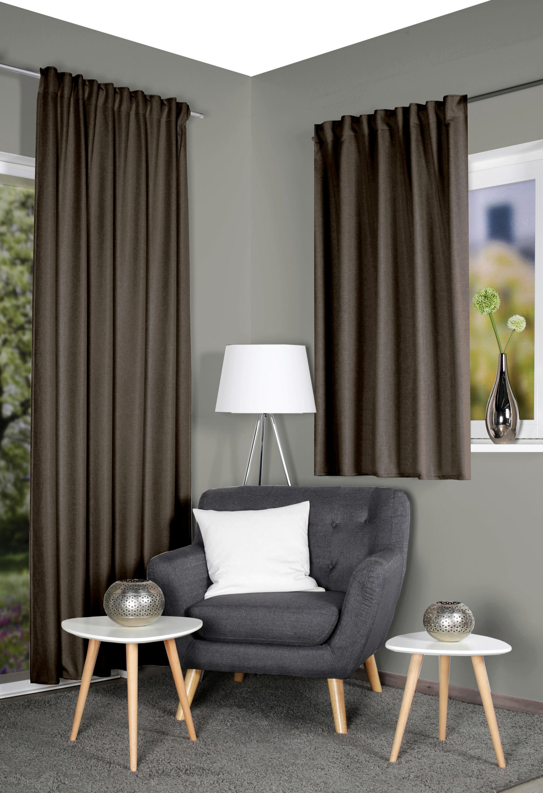 WÄRMESCHUTZVORHANG Verdunkelung 135/175 cm   - Braun, Basics, Textil (135/175cm)