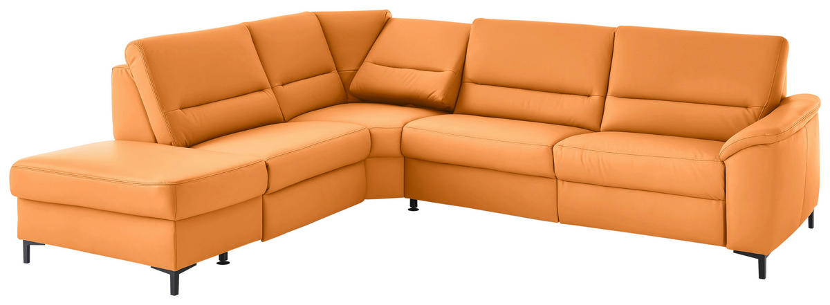 ECKSOFA  in Echtleder Currygelb  249/290 cm  - Currygelb/Schwarz, KONVENTIONELL, Leder/Metall (249/290cm) - Beldomo Premium