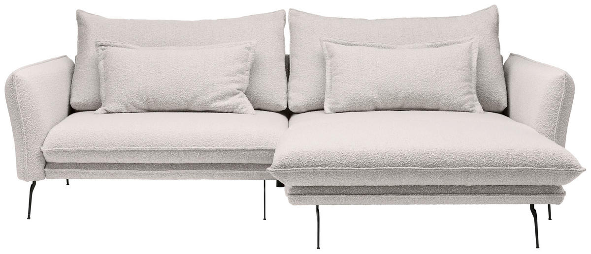 ECKSOFA Rosa Bouclé  - Schwarz/Rosa, Design, Textil/Metall (277/182cm) - Stylife