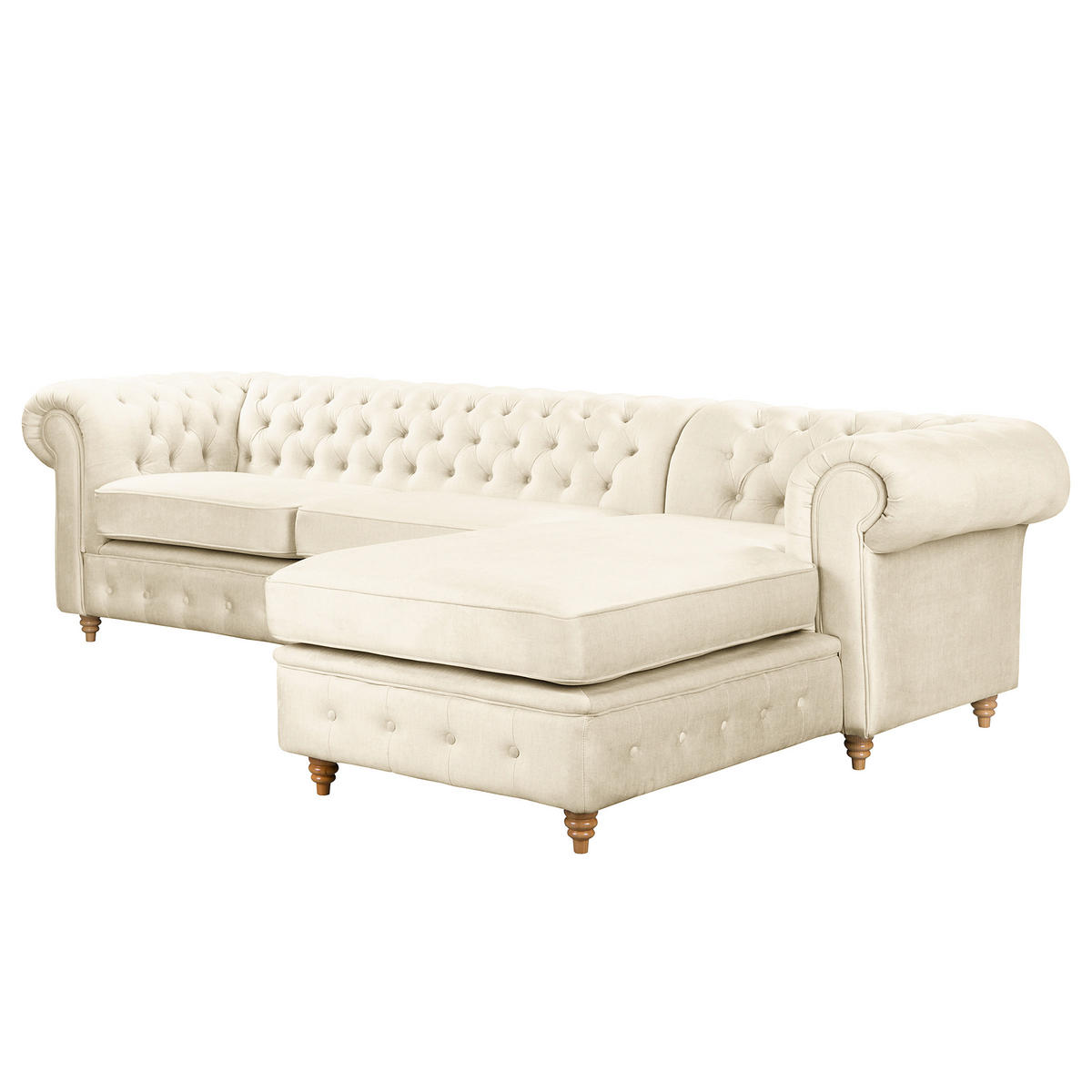 ECKSOFA Mikrofaser Creme  - Creme/Braun, Design, Holz/Textil (284/182cm) - P & B