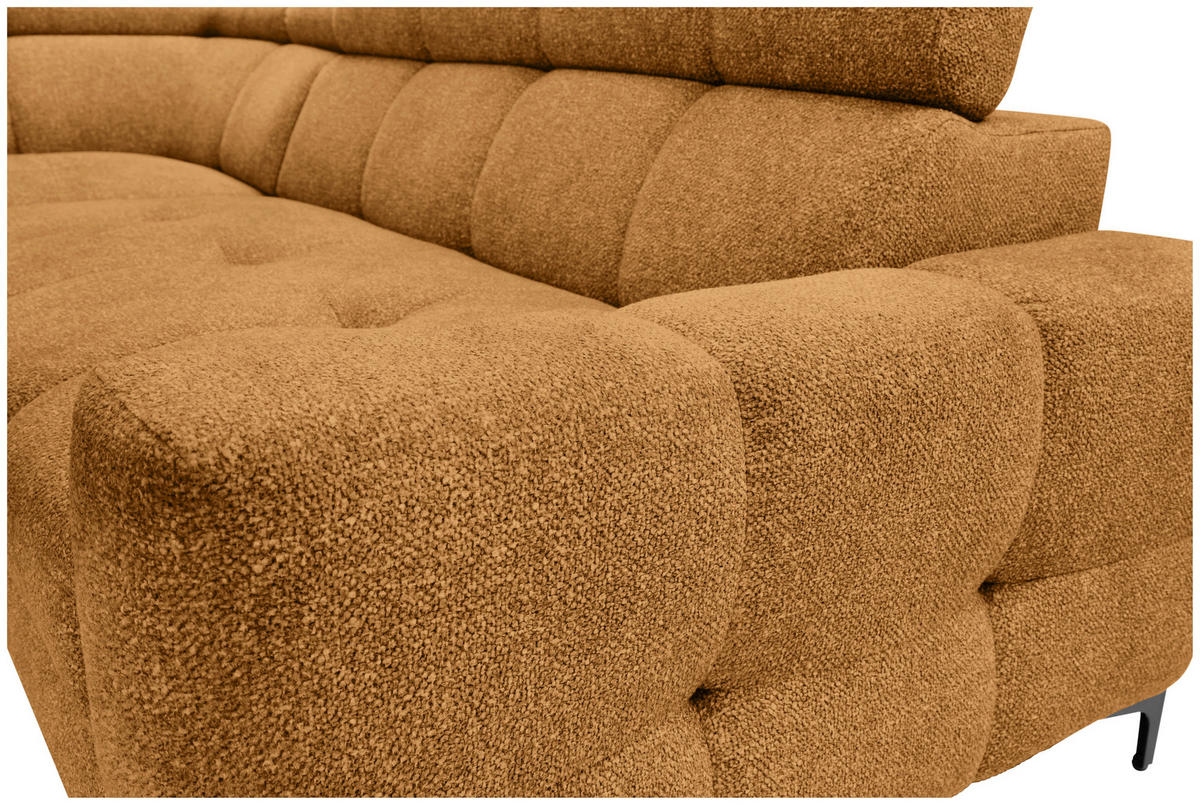 ECKSOFA in Struktur Dunkelgelb  - Dunkelgelb/Schwarz, Modern, Textil/Metall (212/254cm) - Carryhome