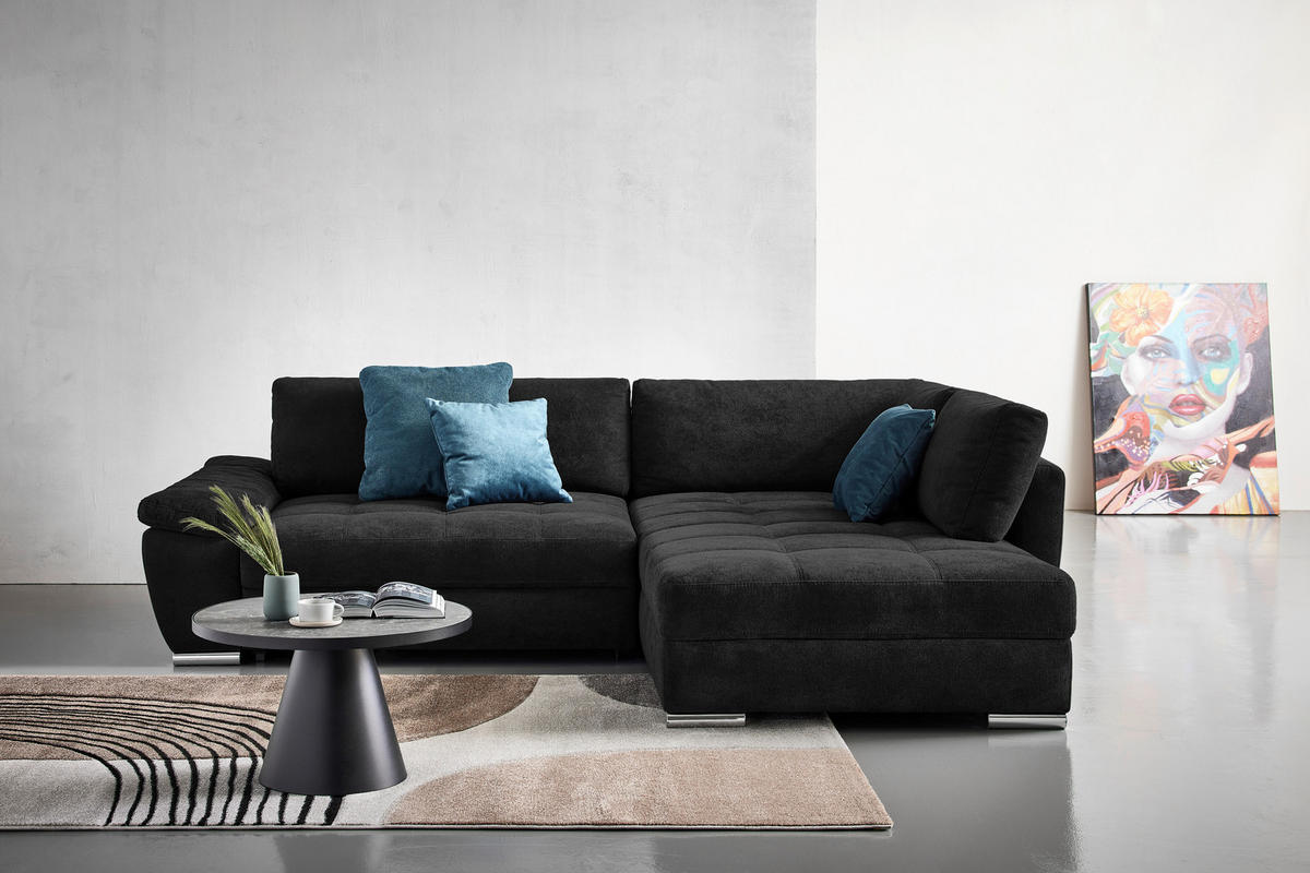 ROHOVÁ SEDAČKA, textil, černá, petrolej - petrolej/černá, Design, textil/plast (276/212cm) - Carryhome