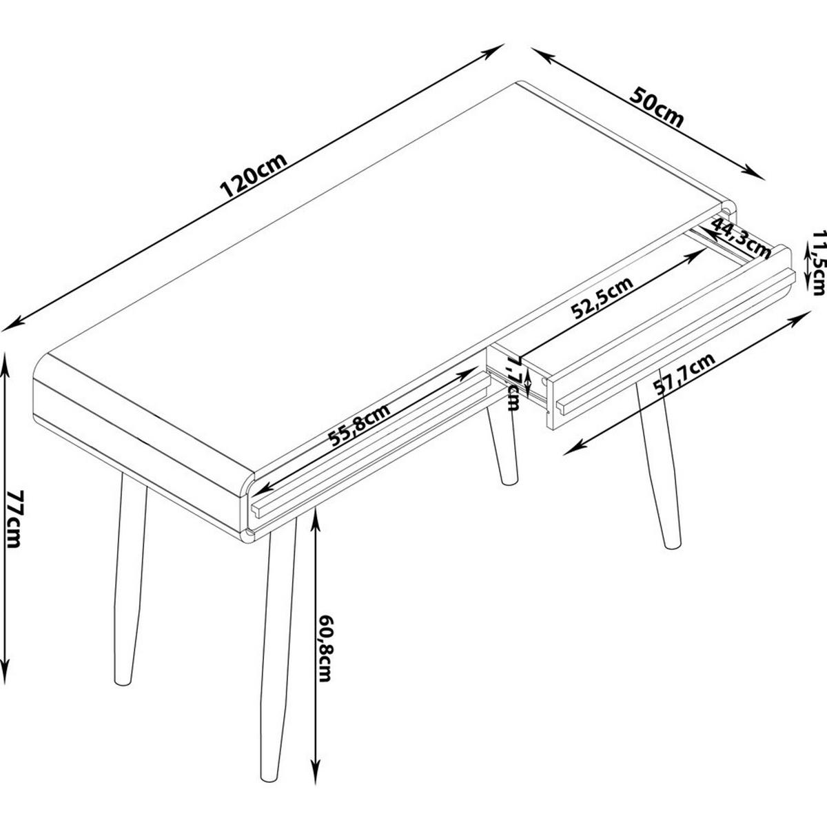 SCHREIBTISCH 50/120/77 cm Schwarz, Eichefarben gastro- und objekttauglich, Stauraum  - Eichefarben/Erlefarben, Design, Holzwerkstoff (50/120/77cm) - MID.YOU