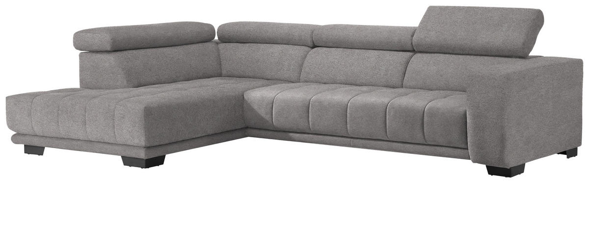 ECKSOFA in Mikrofaser Hellgrau  - Hellgrau/Schwarz, Design, Textil/Metall (207/301cm) - Xora