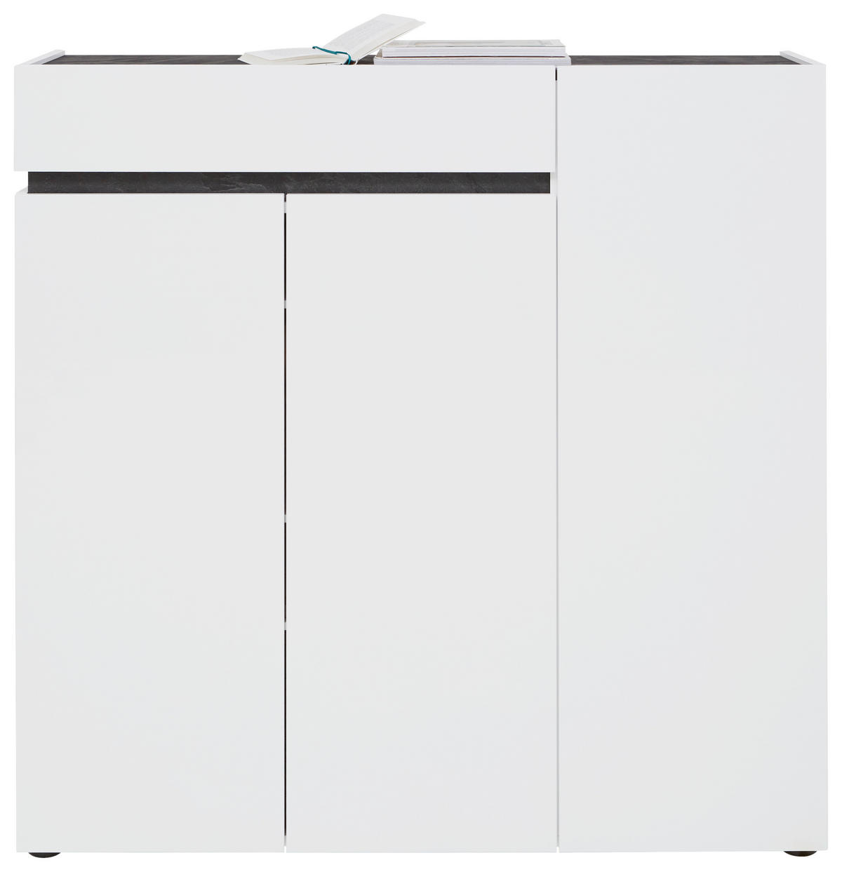 SKRINKA NA TOPÁNKY, antracitová, biela, 120/115/34 cm - čierna/biela, Design, kompozitné drevo/plast (120/115/34cm) - Voleo