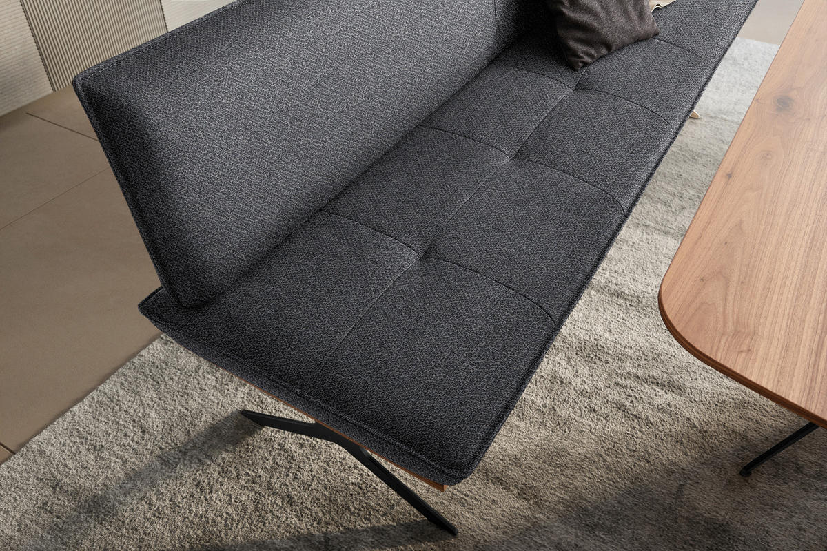 SITZBANK 194/88/66 cm  in Grau, Schwarz, Nussbaumfarben  - Nussbaumfarben/Schwarz, Design, Holz/Textil (194/88/66cm) - Koinor
