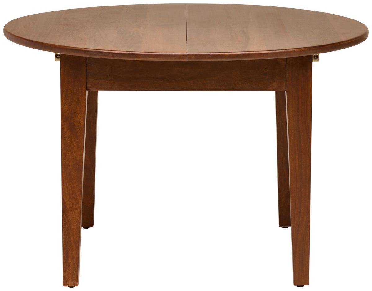 ESSTISCH 115/115/76 cm Echtholz  Holz ausziehbar, schnell aufzubauende und stabile Arbeitsfläche oval Walnussfarben  - Walnussfarben, MODERN, Holz (115/115/76cm) - Livetastic