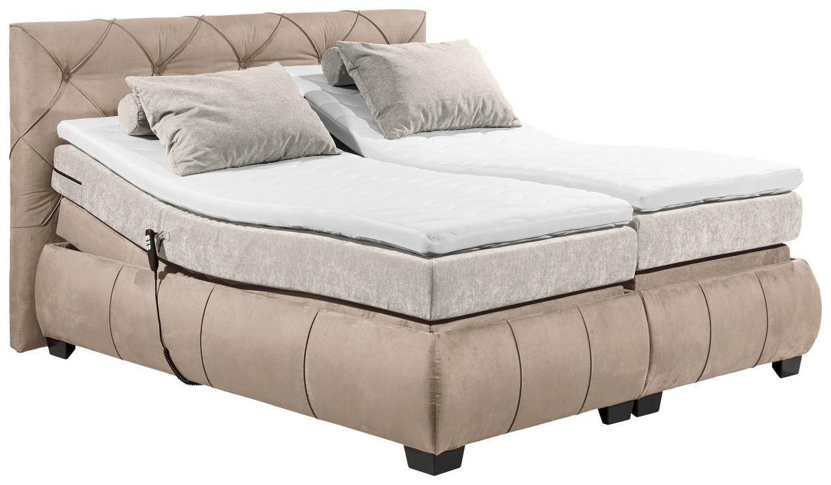 KONTINENTALSÄNG 180/200 cm  i brun  - brun/svart, Modern, trämaterial/textil (180/200cm) - MID.YOU