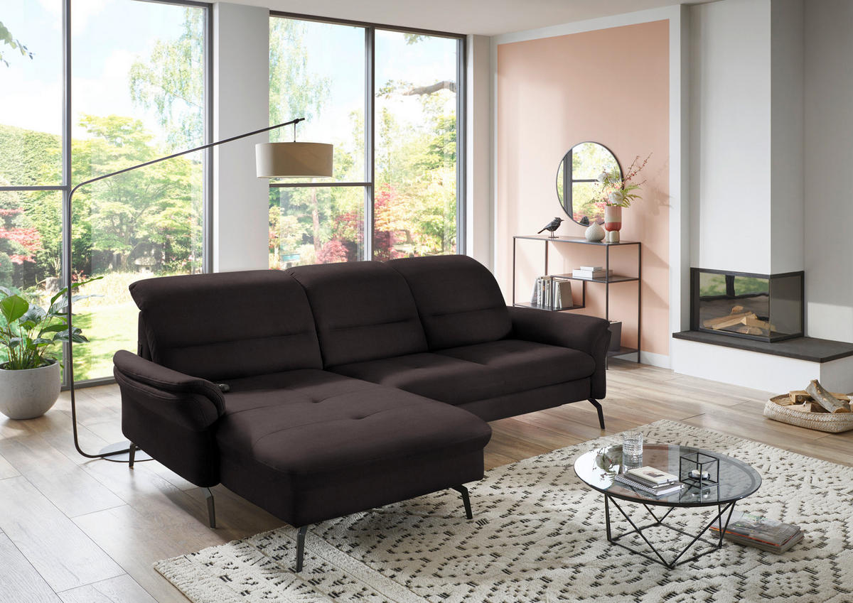 ECKSOFA in Flachgewebe Dunkelgrau  - Dunkelgrau/Schwarz, Konventionell, Textil/Metall (181/260cm) - Beldomo Speed