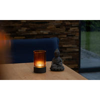 AKKU-TISCHLEUCHTE Ariva Pro 12/20 cm  - Cognac/Graubraun, Design, Glas/Metall (12/20cm)