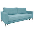 SCHLAFSOFA Cord Türkis  - Türkis/Schwarz, KONVENTIONELL, Textil/Metall (222/93/98cm) - Carryhome