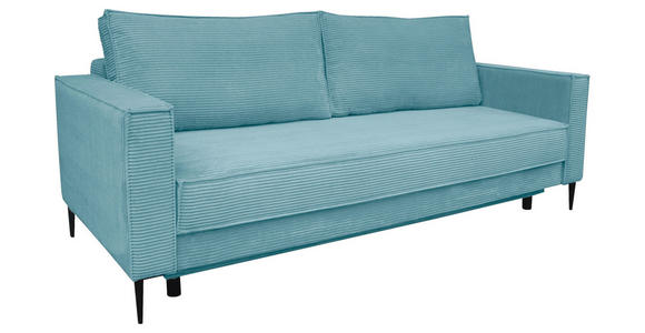 SCHLAFSOFA Cord Türkis - Türkis/Schwarz, KONVENTIONELL, Textil/Metall (222/93/98cm) - Carryhome
