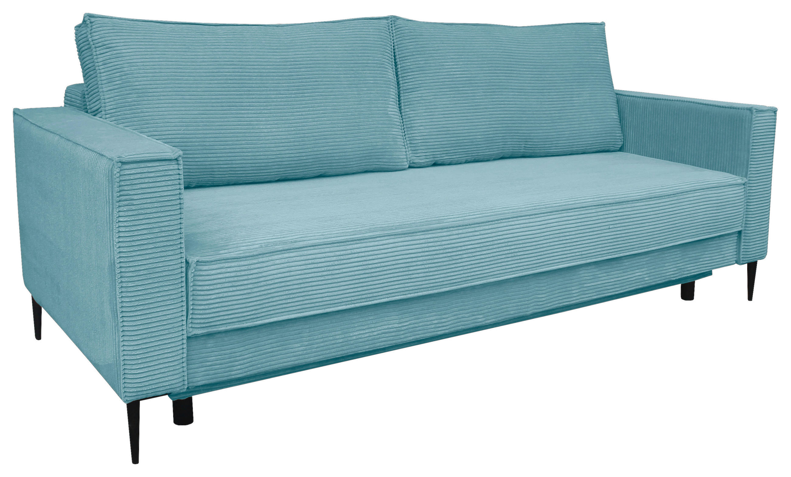SCHLAFSOFA Cord Türkis  - Türkis/Schwarz, KONVENTIONELL, Textil/Metall (222/93/98cm) - Carryhome