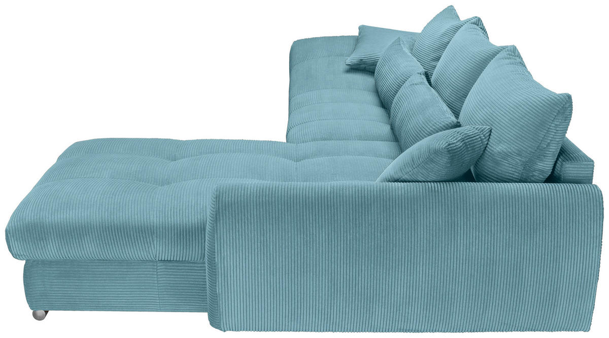 ECKSOFA Türkis Cord  - Türkis/Chromfarben, KONVENTIONELL, Textil/Metall (335/225cm) - Carryhome