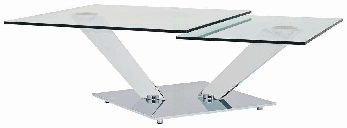 COUCHTISCH in Metall, Glas 84-129/106/40 cm  - Chromfarben, Design, Glas/Metall (84-129/106/40cm)