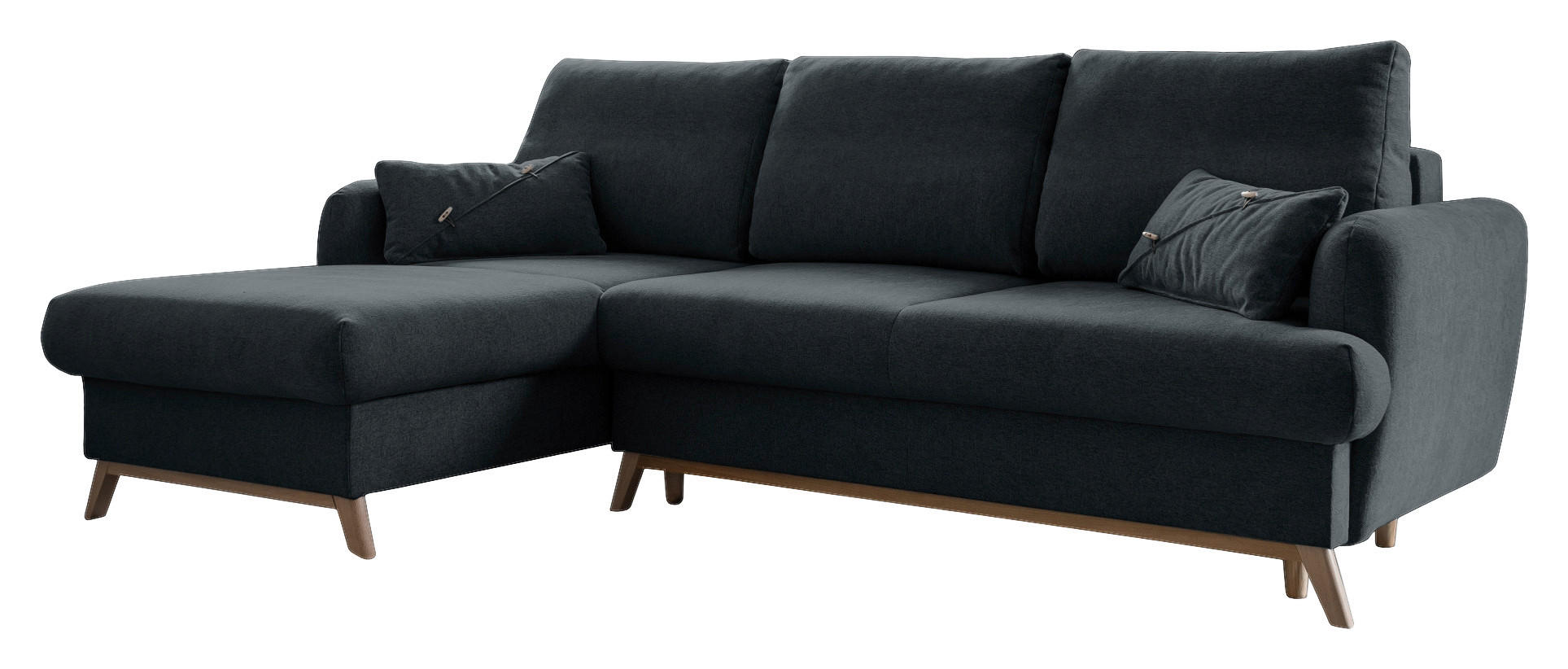 ECKSOFA Dunkelgrau Chenille  - Dunkelgrau/Naturfarben, Holz/Textil (157/235cm) - MID.YOU