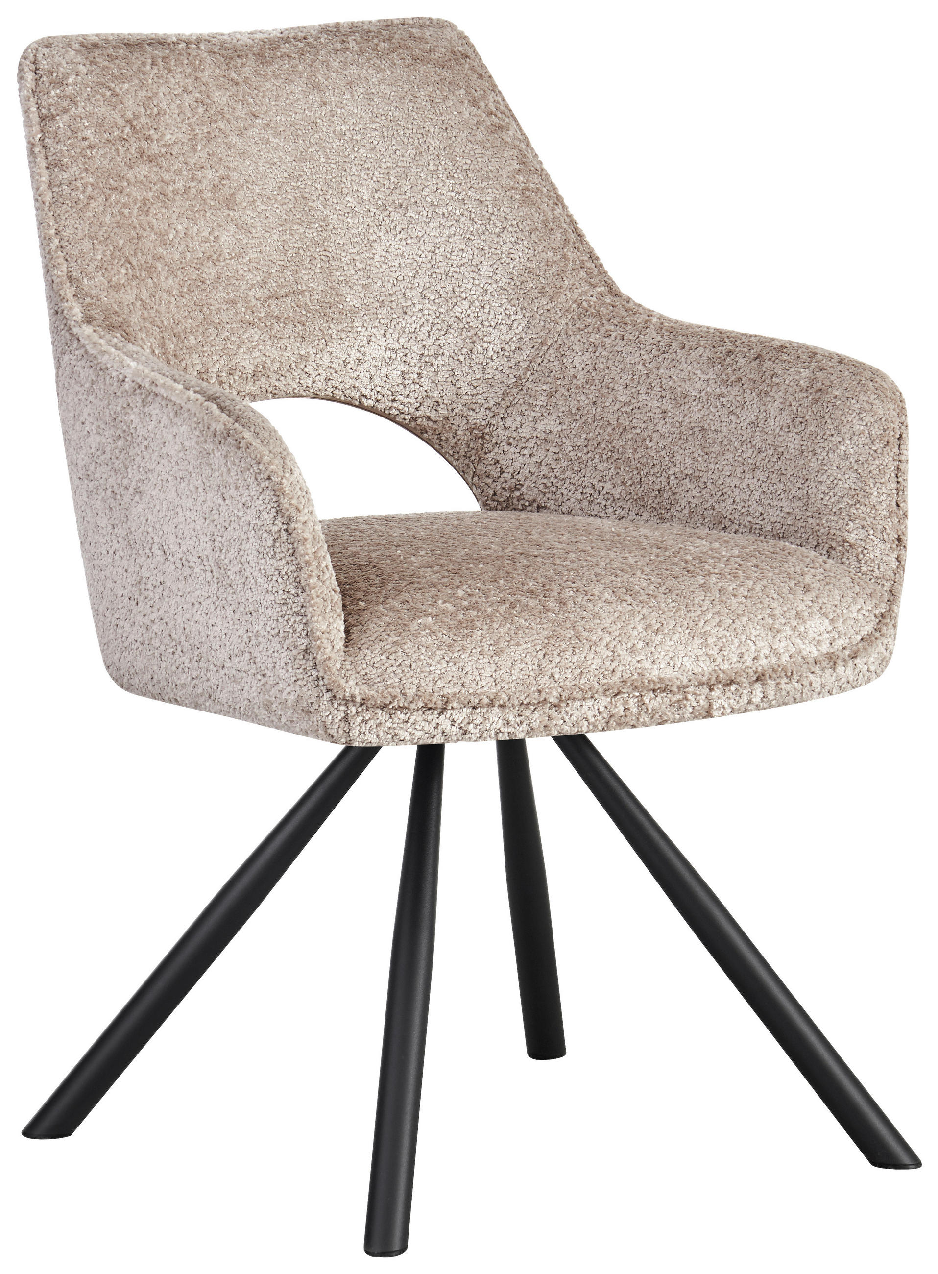 ARMLEHNSTUHL  in Eisen Teddystoff  - Taupe/Schwarz, Design, Textil/Metall (60/85/63cm) - Ambia Home
