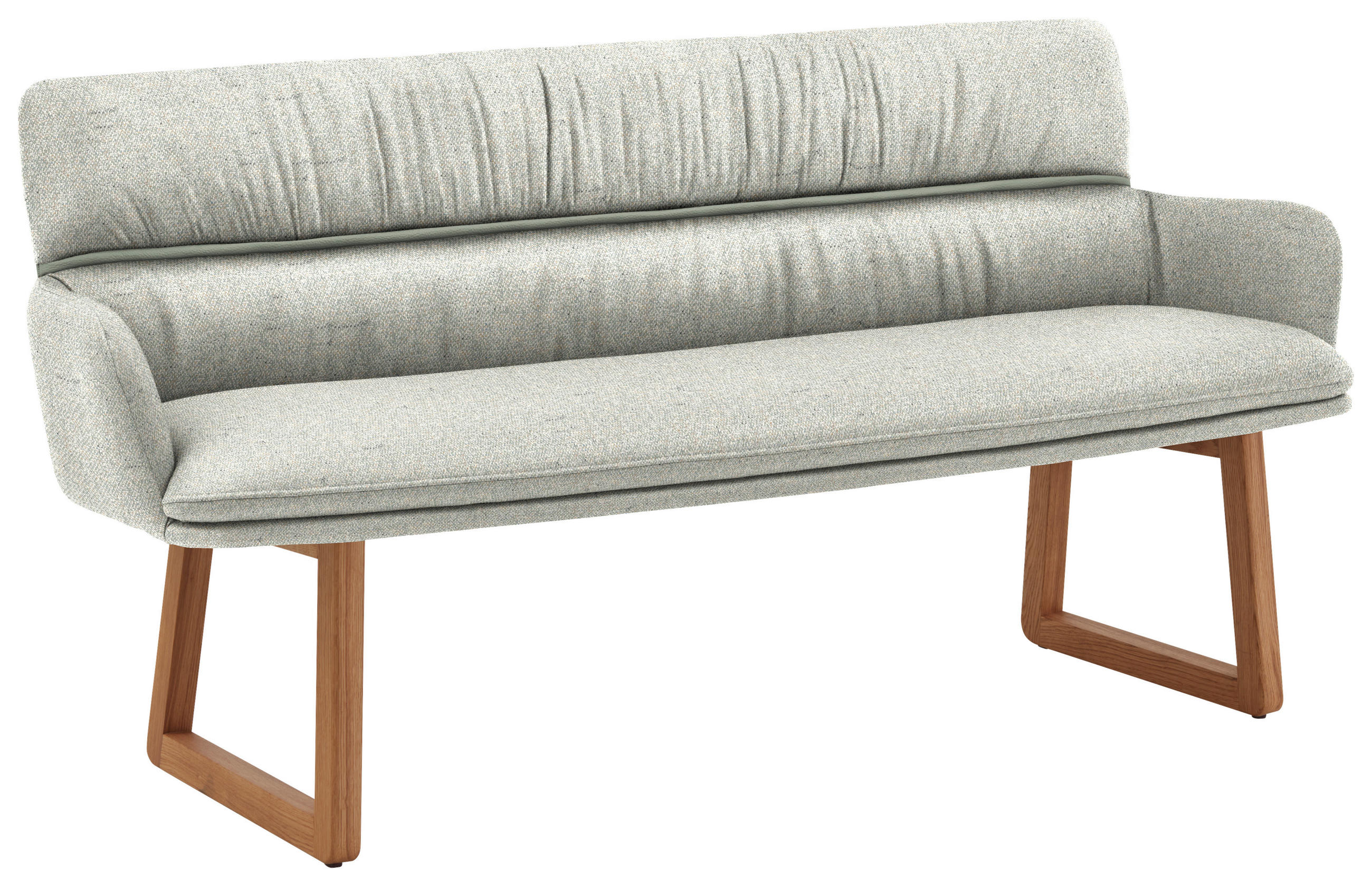 SITZBANK 200/86/68 cm Mikrofaser Grün Wildeiche massiv  - Wildeiche/Grün, Design, Holz/Textil (200/86/68cm) - Valdera