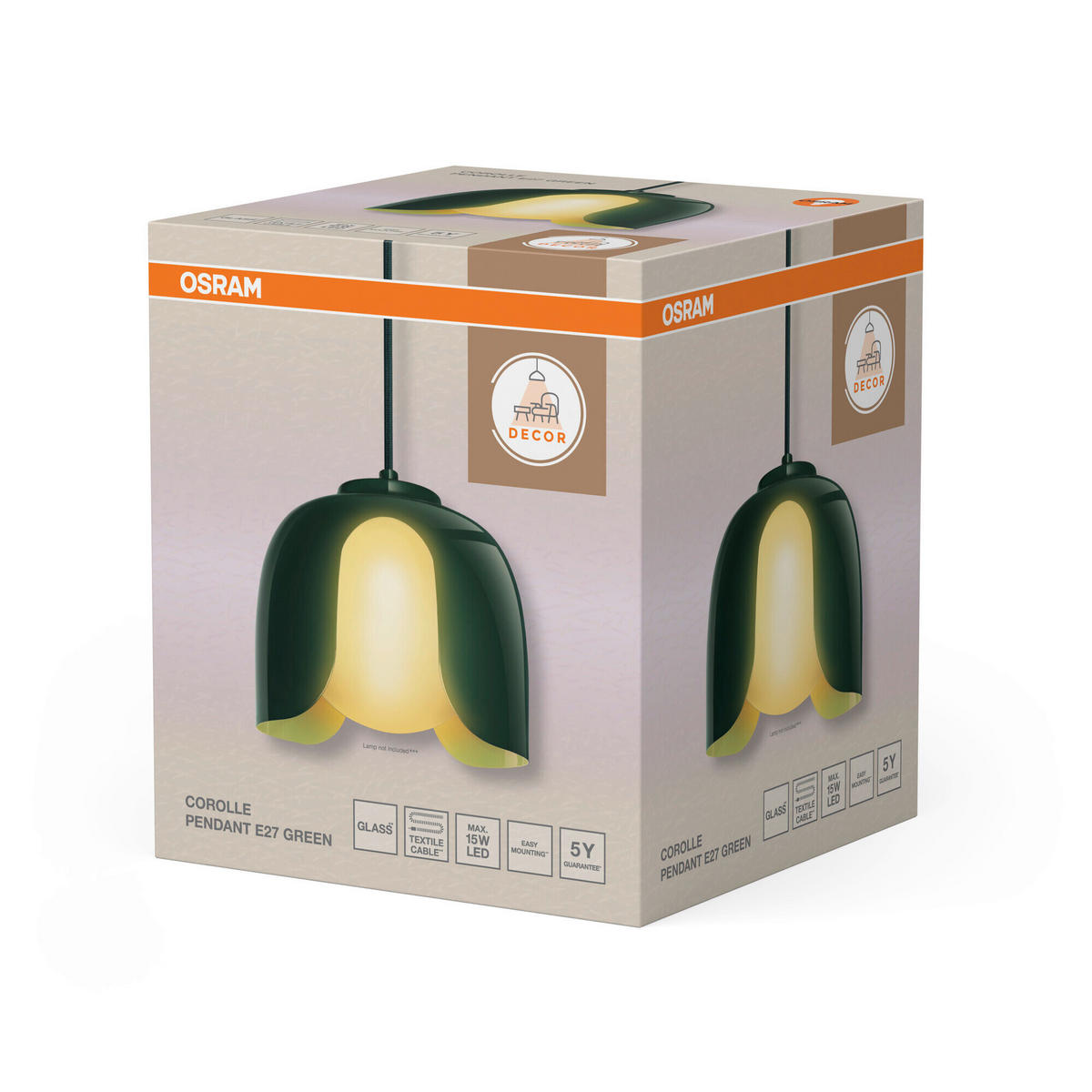 PENDELLEUCHTE 20/121,5 cm  - Grün, Basics, Glas/Metall (20/121,5cm) - Osram