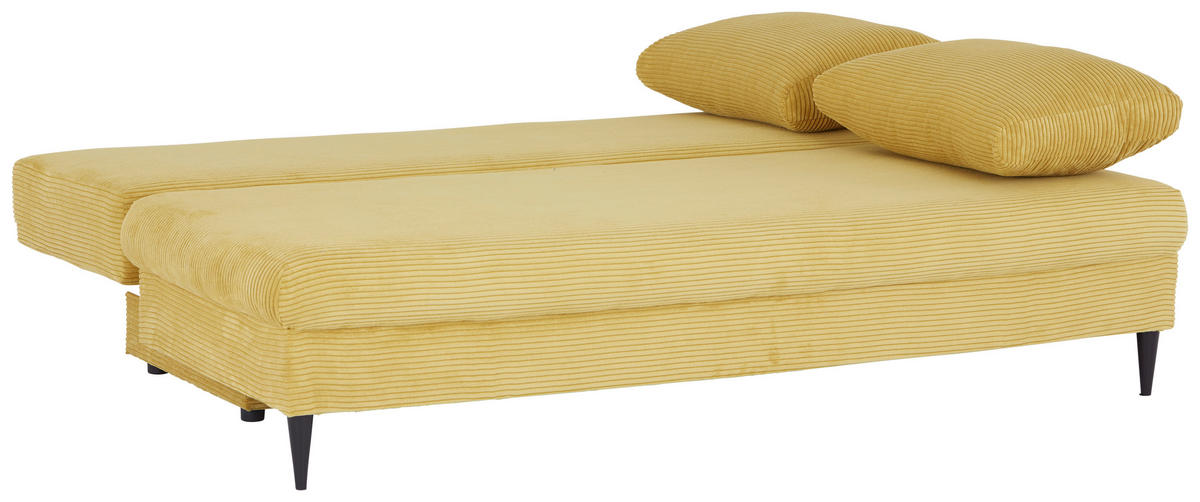 CANAPEA EXTENSIBILĂ lemn, plastic, textil galben  - galben/negru, Modern, plastic/lemn (200/95/95cm)