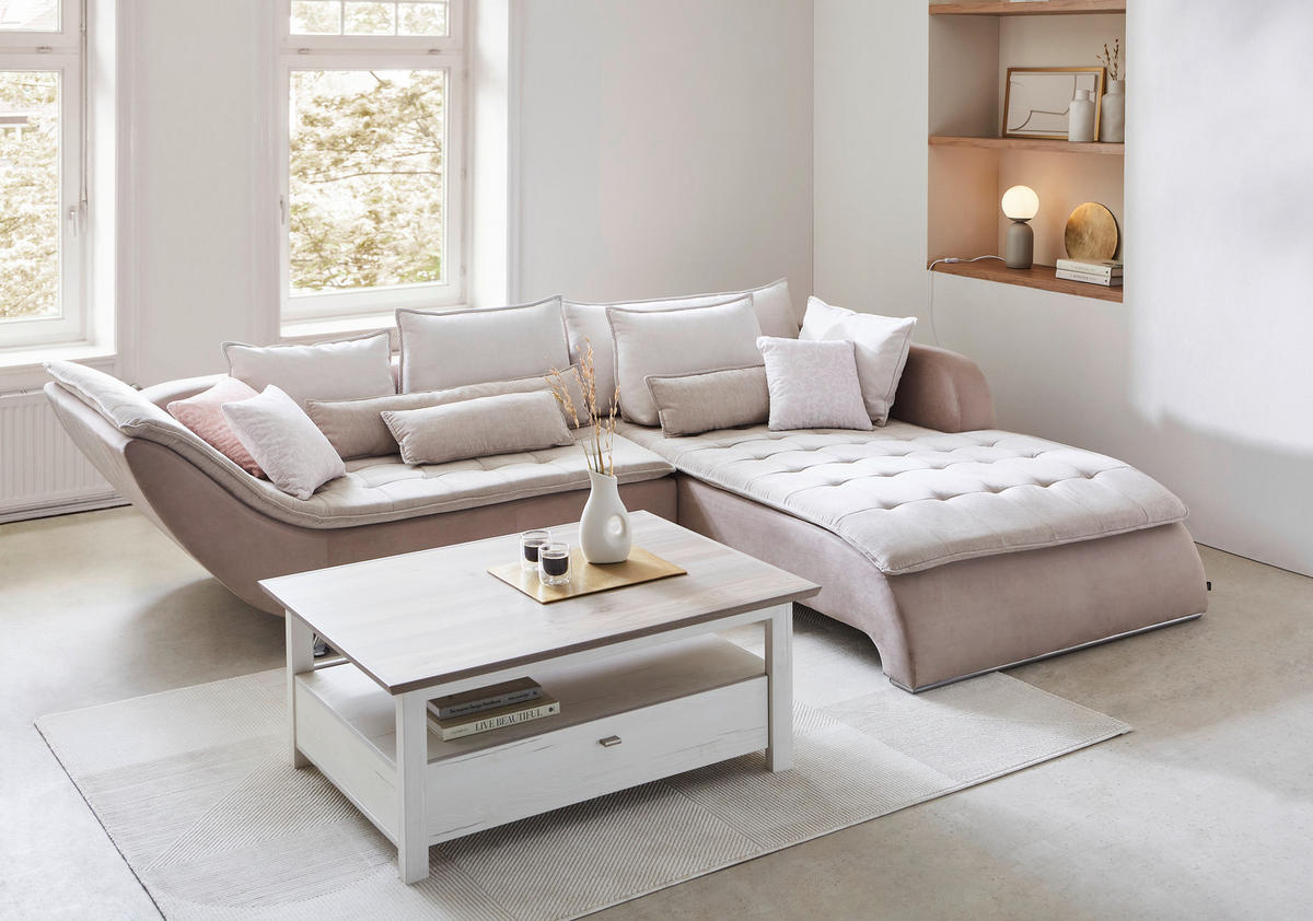 HÖRNSOFFA i vävt tyg taupe, beige  - beige/sandfärgad, Design, metall/textil (300/220cm) - Livetastic