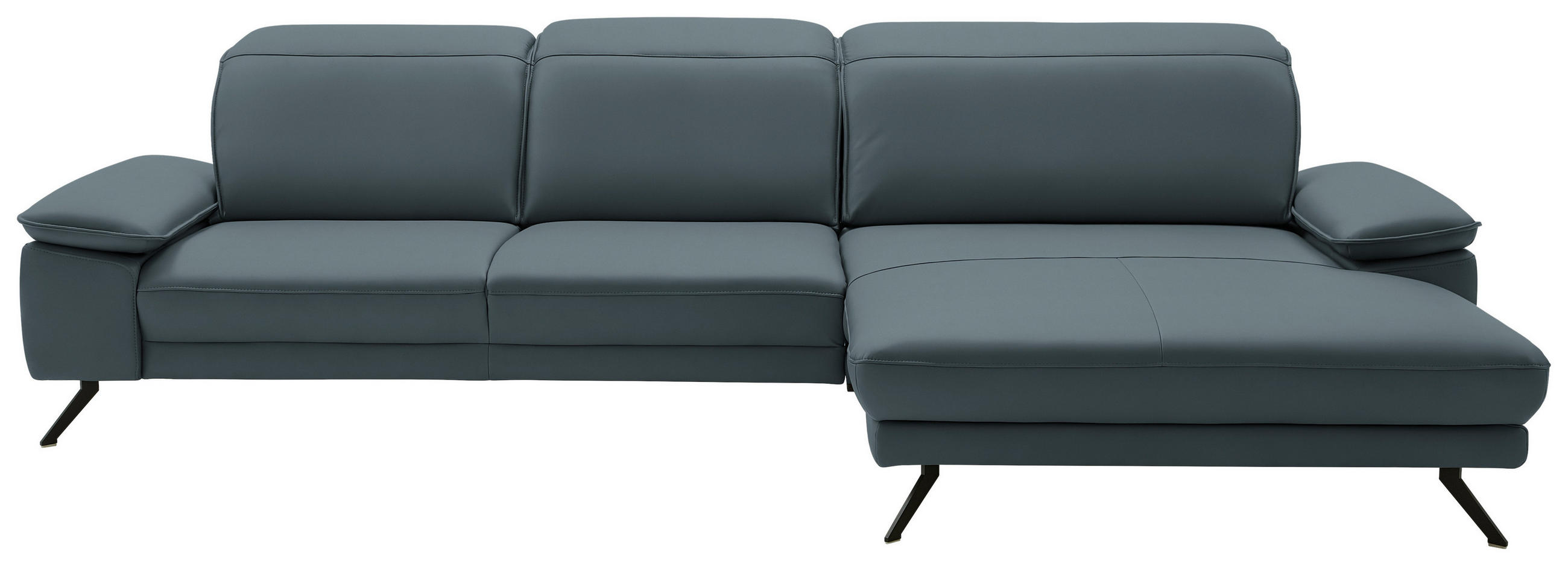 ECKSOFA in Echtleder Grau  332/193 cm  - Schwarz/Grau, Design, Leder/Metall (332/193cm) - Dieter Knoll