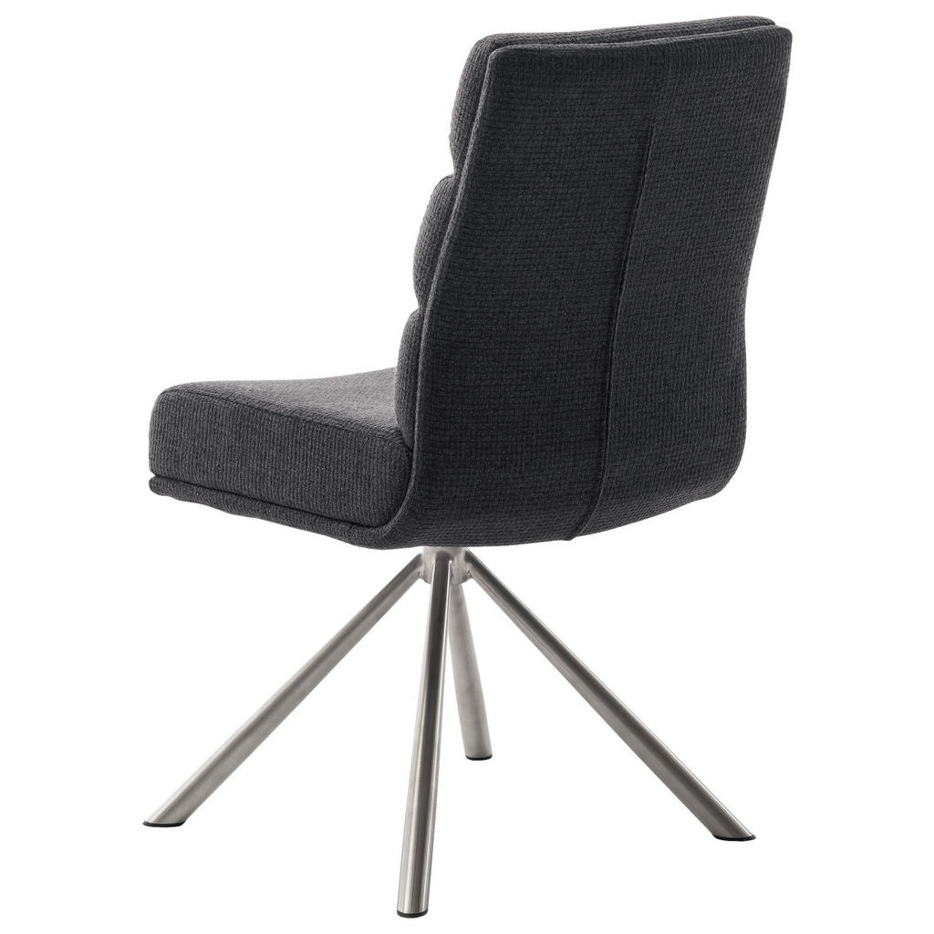 Thumbnail - Dieter Knoll Stuhl, Anthrazit, Edelstahl, Metall, Textil, konisch, rund, 47x90x64 cm, Sitzfläche 360° drehbar, Stoffausw...