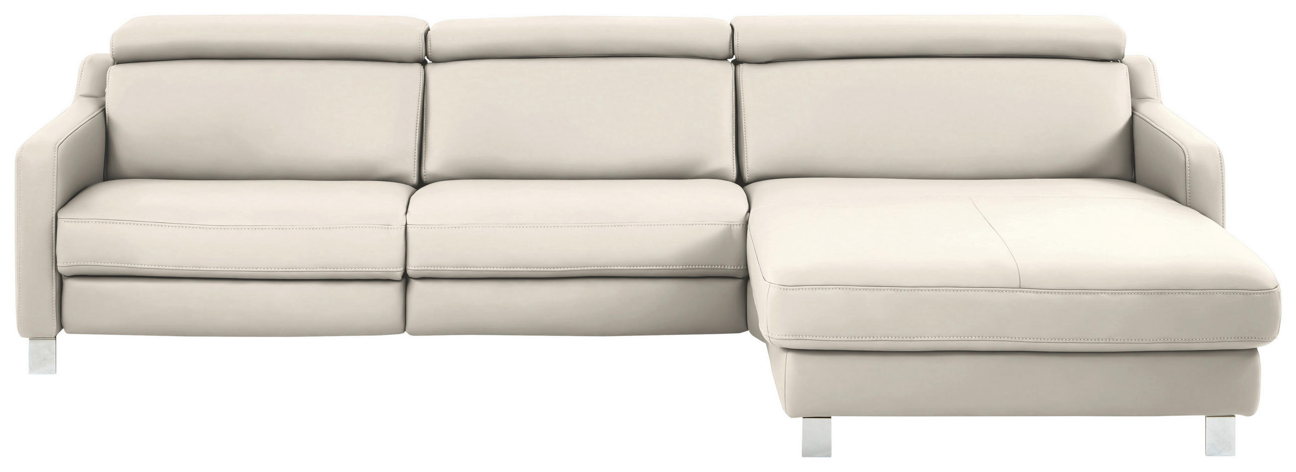 ECKSOFA in Echtleder Beige  - Chromfarben/Beige, Design, Leder/Metall (291/176cm) - Valdera