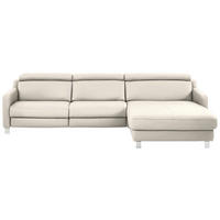 ECKSOFA Echtleder Beige  - Chromfarben/Beige, Design, Leder/Metall (291/176cm) - Valdera