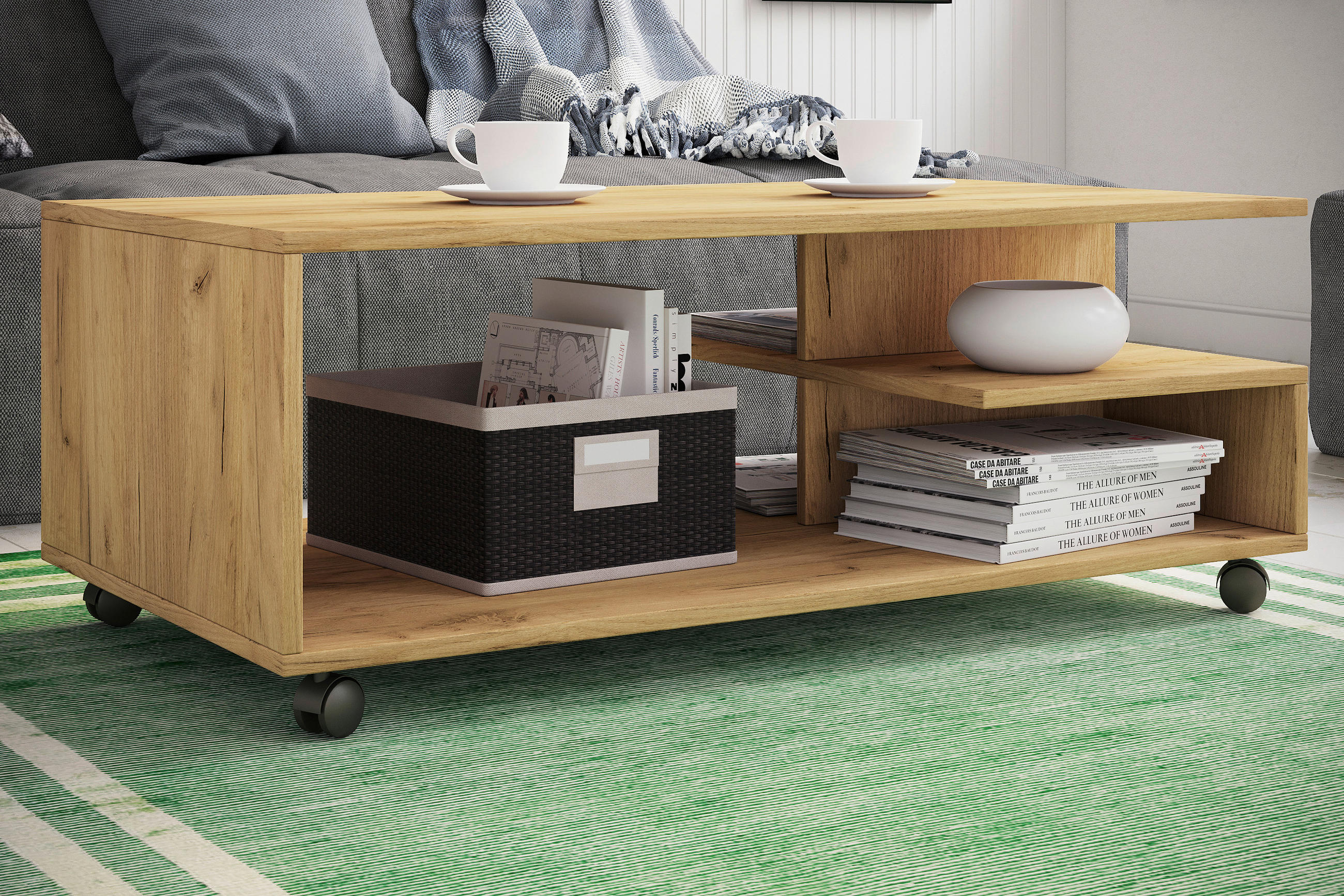 COUCHTISCH 100/50/40 cm rechteckig Honigeiche  - Honigeiche, Design, Holzwerkstoff/Kunststoff (100/50/40cm) - MID.YOU