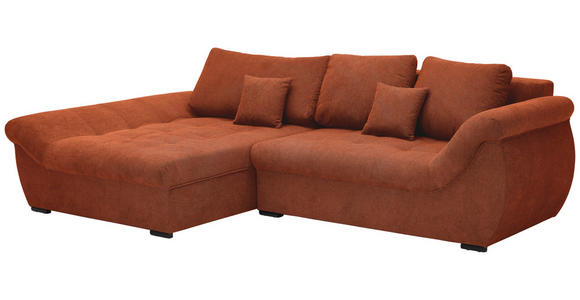 ECKSOFA Rostfarben Flachgewebe  - Rostfarben/Schwarz, Design, Kunststoff/Textil (175/278cm) - Xora
