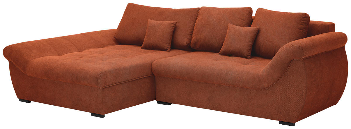 ECKSOFA Rostfarben Flachgewebe  - Rostfarben/Schwarz, Design, Kunststoff/Textil (175/278cm) - Xora