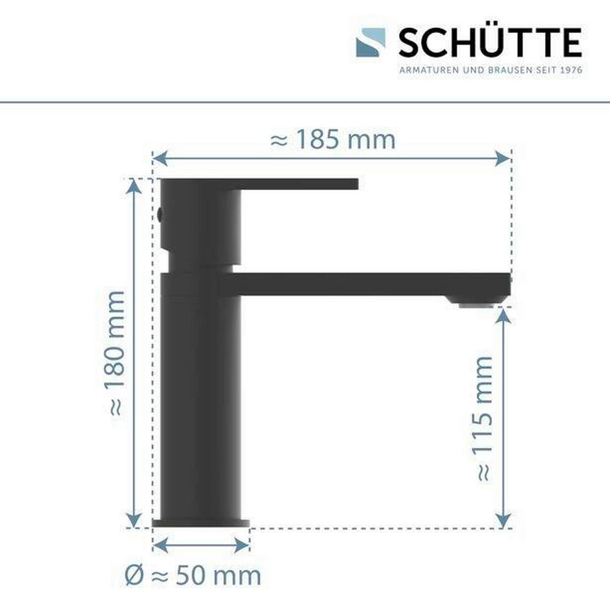WASCHTISCHARMATUR 5/18/18 cm  - Schwarz, Basics, Metall (5/18/18cm) - Schütte