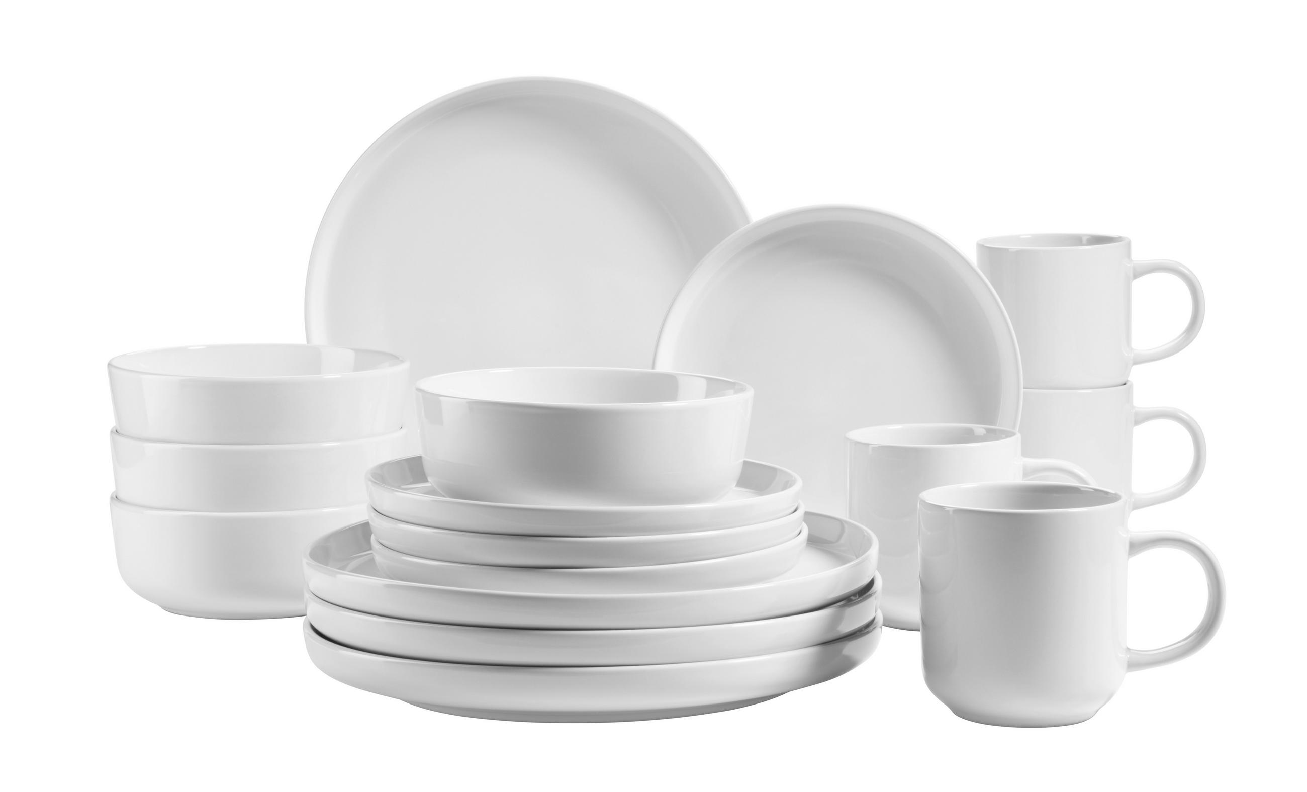 KOMBISERVICE Alenia 16-teilig  - Weiss, Basics, Keramik (32/31,5/30cm) - Mäser