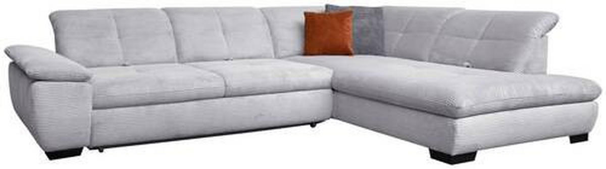 ECKSOFA in Cord Hellgrau  242/313 cm  - Hellgrau/Schwarz, Design, Textil/Metall (242/313cm) - Xora