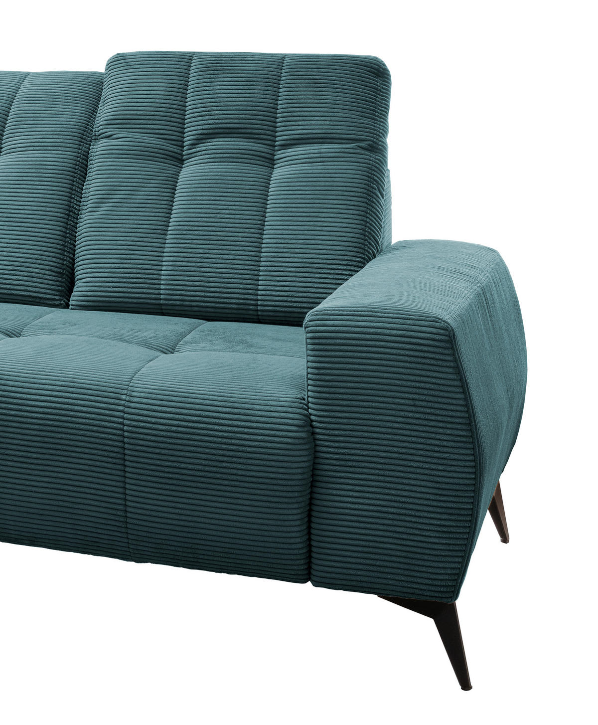 ECKSOFA in Cord Petrol  - Petrol/Schwarz, Modern, Textil/Metall (180/258cm) - Livetastic