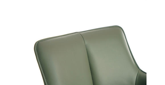 BARHOCKER Echtleder Grün, Schwarz Eisen Lederauswahl, Sitzfläche 360° drehbar, automatische Rückholfunktion - Schwarz/Grün, Design, Leder/Metall (54/92-112/55cm) - Novel