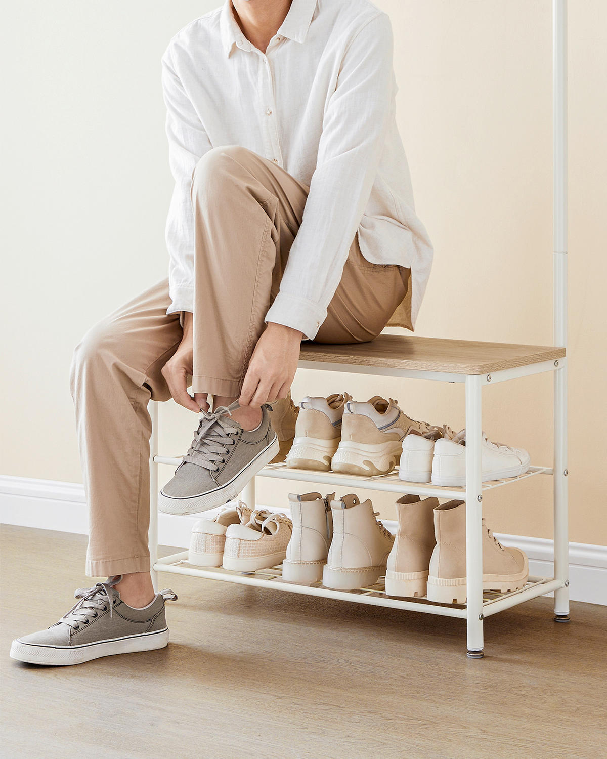 GARDEROBE  in 70/177/32 cm  - Eichefarben/Weiß, Trend, Holzwerkstoff/Metall (70/177/32cm) - Boxxx