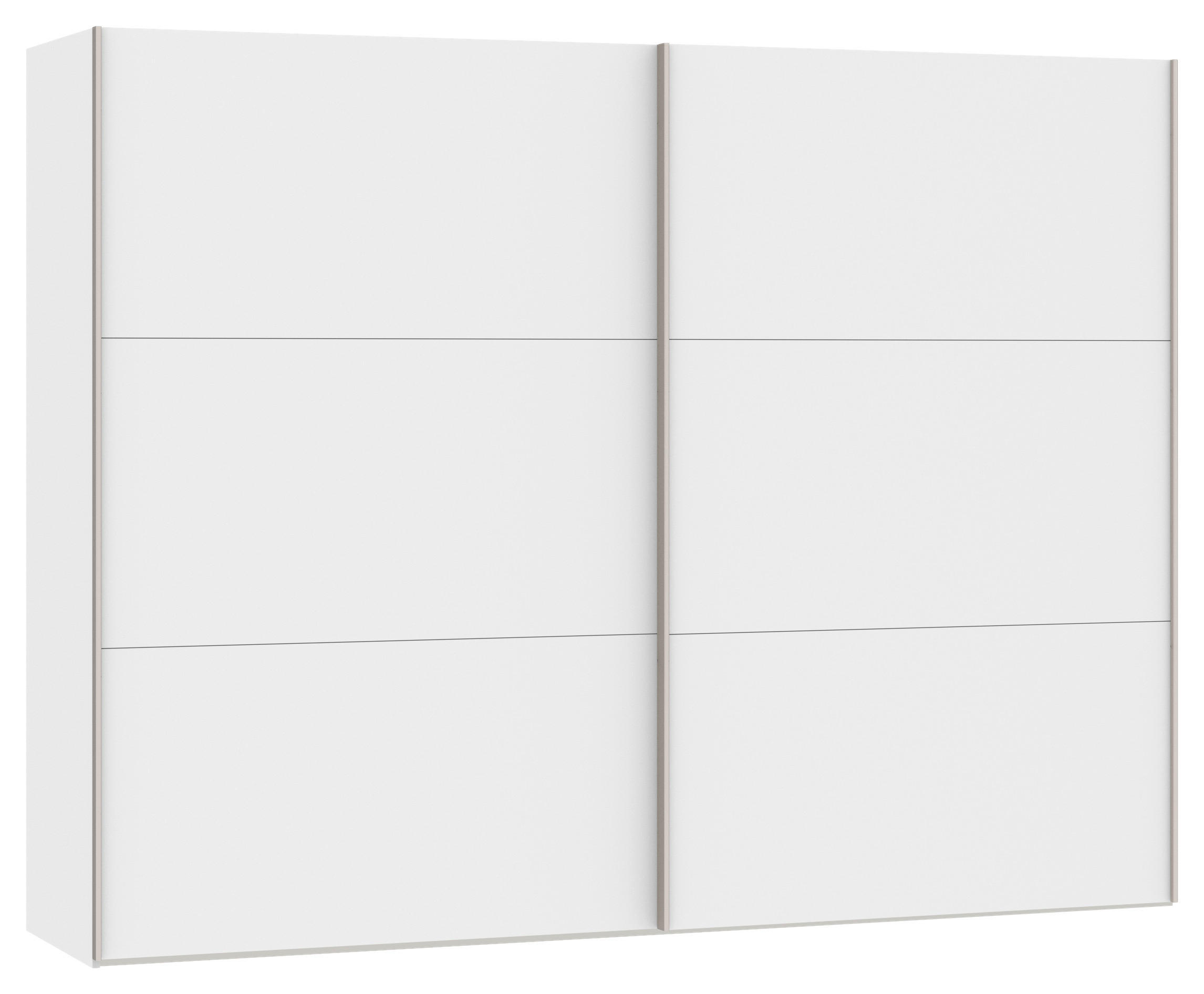 SCHWEBETÜRENSCHRANK 253/195/65 cm 2-türig Weiß  - Edelstahlfarben/Weiß, Design, Holzwerkstoff (253/195/65cm) - Boxxx