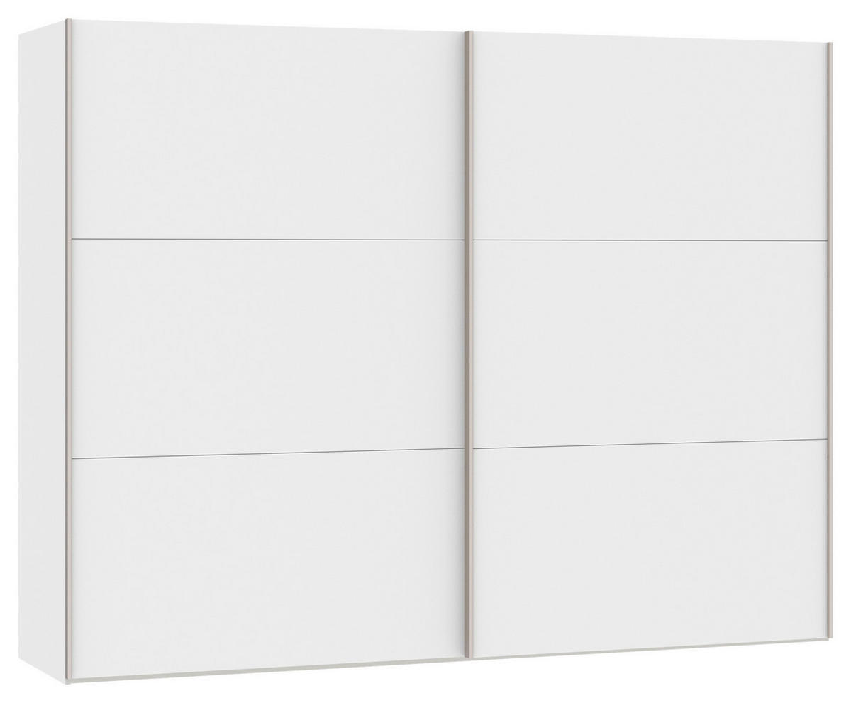 SCHWEBETÜRENSCHRANK  in Weiß  - Edelstahlfarben/Weiß, Design, Holzwerkstoff (253/195/65cm) - Carryhome